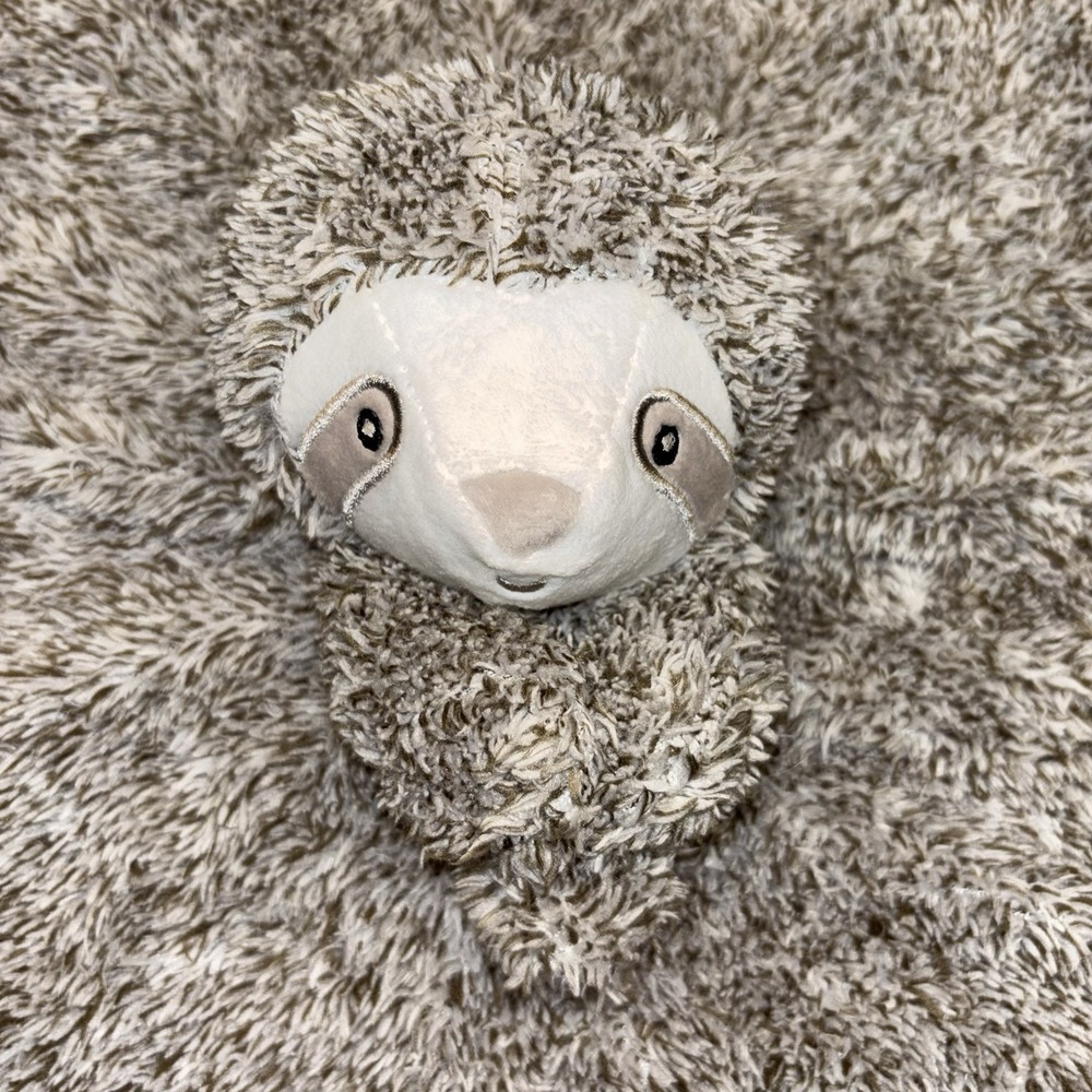 Carters Gray Shaggy Sloth Security Blanket Plush Baby Lovey Super Soft - Picture 2 of 6